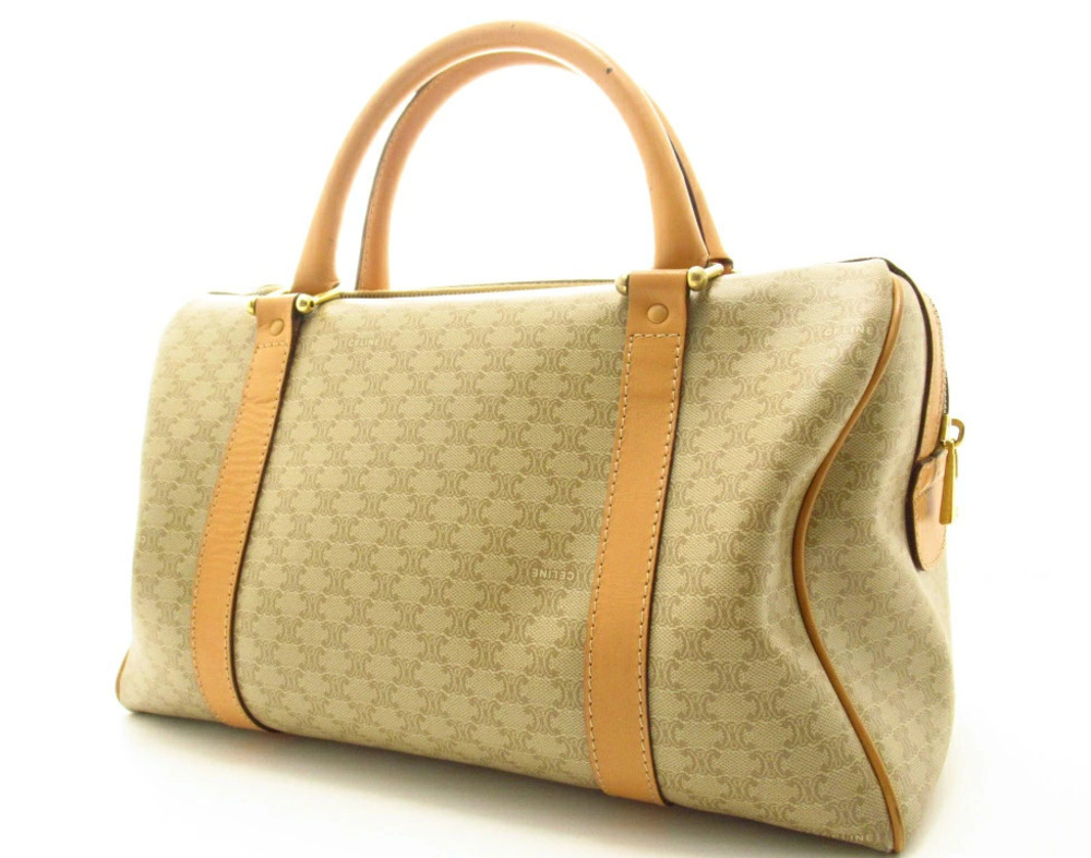 Celine Bag Boston Macadam Leather Beige Brown Cream